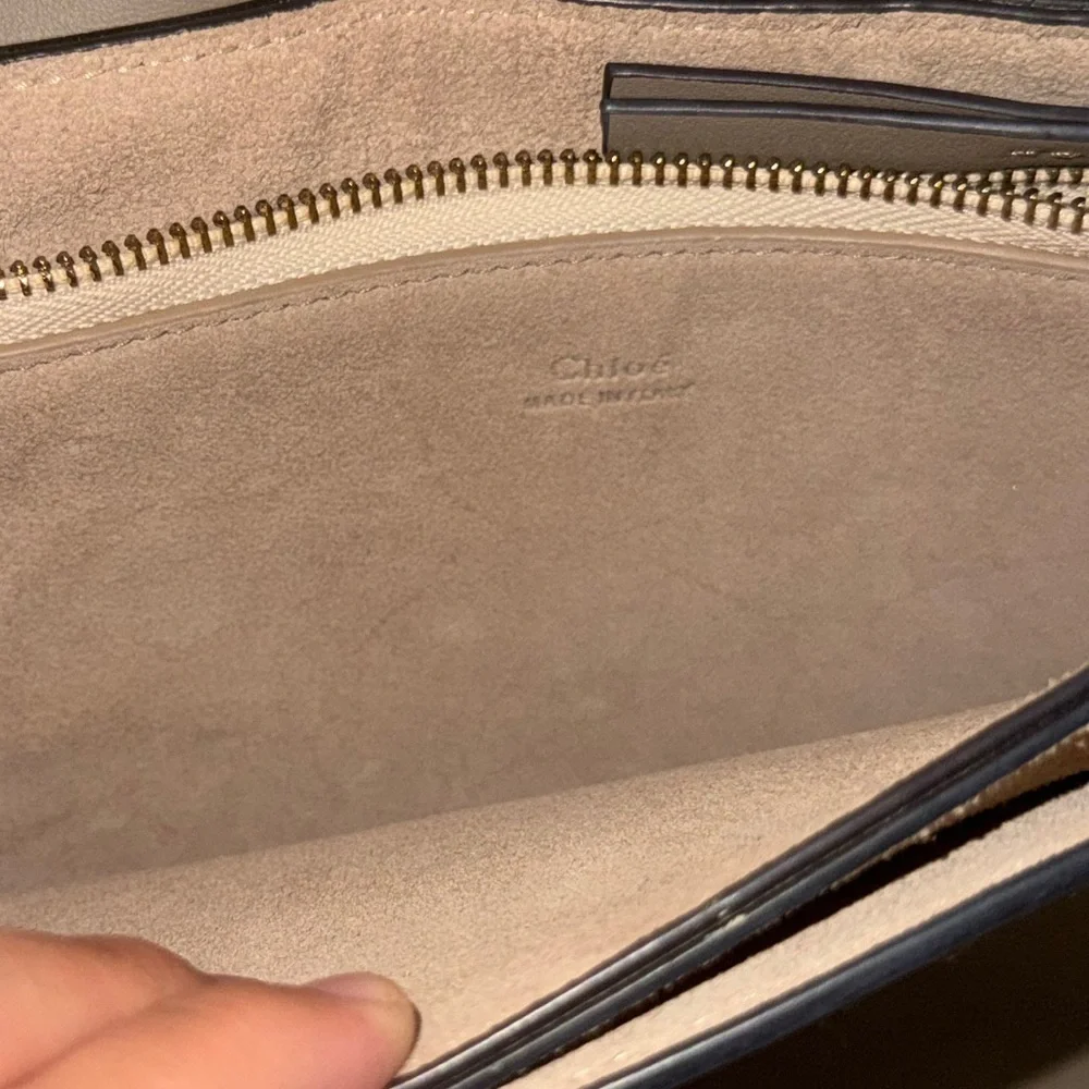 Chloe Faye Leather & Suede Gray Shoulder Bag (Originally $1950) - Picture 3 of 5